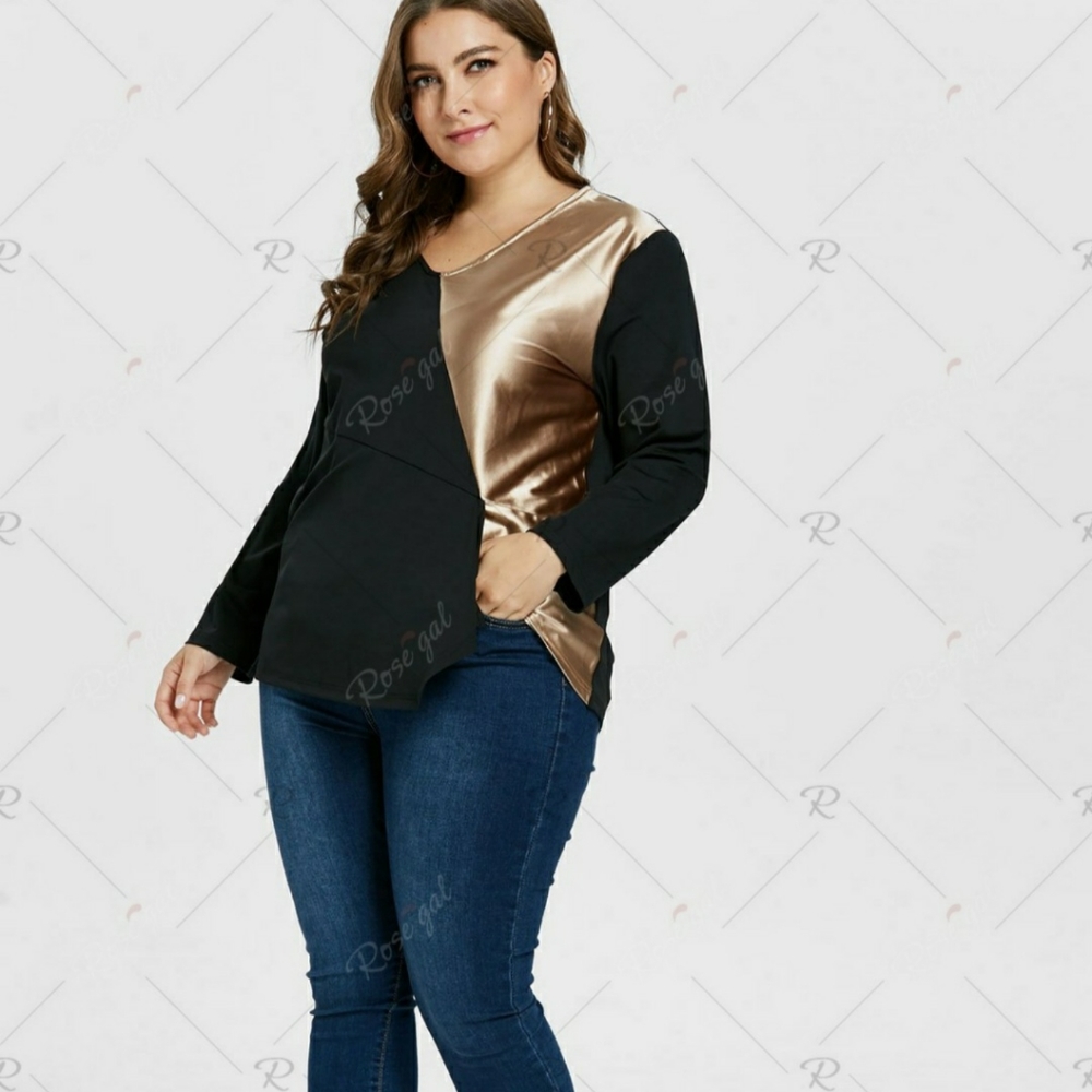 New Sz14 metallic color block top